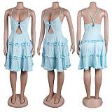 Sexy Hollow Out Backless Tiered Short Dress NY-10533