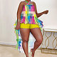 Halter Backless irregular Ruffle Two Piece Shorts Set NY-10457