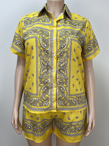 Stylish Printed Girls Resort Style Plus-size Two-piece Shorts Sets TB-6170