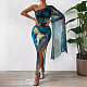 Summer Women Print Single Shoulder Hem Split Maxi Dress PY-90514