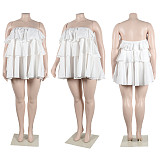 Solid Strapless Layer Ruffle Loose Cake Dresses NY-10466
