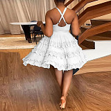 Sexy Hollow Out Backless Tiered Short Dress NY-10533