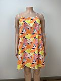 Summer Girl Flower Print Straps Plus Size Short Dress TB-6102