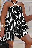 Summer Printing Halter Backless 2 Piece Shorts Set NY-10445