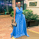 Blue Point Print Lace-up Sleeveless Plus Size Floor-length Maxi Dress NY-10516