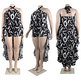 Halter Backless irregular Ruffle Two Piece Shorts Set NY-10457
