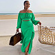 Sexy Off Shoulder Crop Top and Split Long Skirts 2 Pieces Sets NY-10518