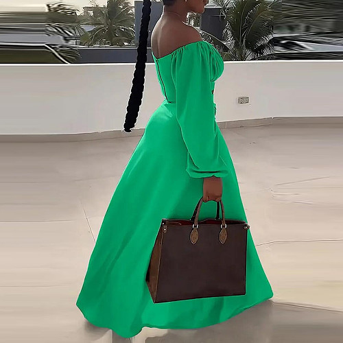 Sexy Off Shoulder Crop Top and Split Long Skirts 2 Pieces Sets NY-10518