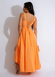 Casual Women Solid Color Sleeveless Straps Split Maxi Dress NTY-7369