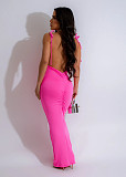Sexy Backless Women Straps Sleeveless Solid Color Slim Long Dresses NTY-7383