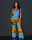 Fashion Printed Women Sleeveless Backless Halter Long Jumpsuit NTY-7384