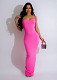 Sexy Backless Women Straps Sleeveless Solid Color Slim Long Dresses NTY-7383