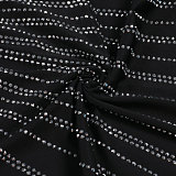 Sexy Women V-neck Hot Drilling Straps Slim Split Bodycon Dress NY-3182