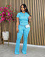 Casual Women Round Neck Tops And Long Pants Two-pieces Sets NTY-7382
