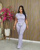 Casual Women Round Neck Tops And Long Pants Two-pieces Sets NTY-7382