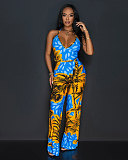 Fashion Printed Women Sleeveless Backless Halter Long Jumpsuit NTY-7384