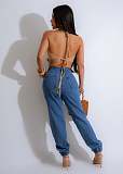 Girl Lace-up Halter Crochet Hollowed-out Vacation Beach Top OSM-4457