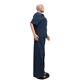 Women's Casual Plaid Wash Denim Flare Trouser Suits TR-1307