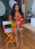 Fashioin Print Women Long Sleeves Blouse And Shorts 2 Pieces Sets TE-4685