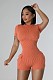 Sexy Backless Zipper Round Neck Short Sleeves Pockets Romper TR-1308
