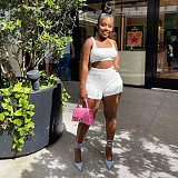 Casual Girls Sleeveless Shorts Knitted Two Pieces Suits NIYA-8161