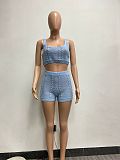 Casual Girls Sleeveless Shorts Knitted Two Pieces Suits NIYA-8161