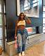 Vintage Women Low-waist Zipper Multi-bag Cargo Stretch Jeans NIYA-8162