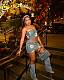 2024 Blue Wrap Tank Up Two Pieces Jeans Skirt Sets MEM-88568