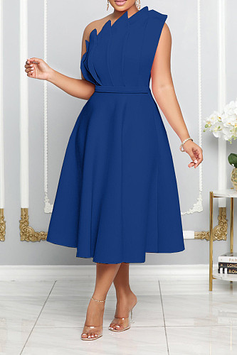Sexy Oblique Shoulder Sleeveless High-waist Hem Maxi Dress BGN-0014