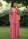 Sexy V Neck Ruffle Sleeveless Flared Tie Waist Split Cocktail Party Midi Dress BN-93351
