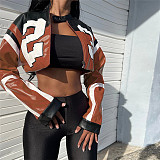 Fashion Motorcycle Stitching Slim-fit Imitation Leather Short Jacket SXE-K23C37660