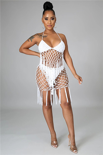Crochet Swimsuit Cover Up Tassel Beach Bikini Set ZS-0105