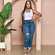 Ripped Holes Mid Waist Skinny Denim Pencil Pants CH-23049