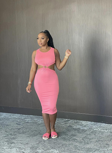 Solid Color Sleeveless Cut Out Bodycon Dresses BS-1268