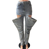 2024 NEW Women Elastic Hollow-out Casual Jeans TK-6309