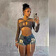 Fashion Girls Lace-up Stretch Denim Shorts TK-6313