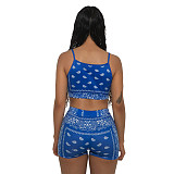 2024 Fashion Printed Straps Sleeveless Girls Shorts Sets GLS-08072