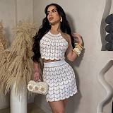 2024 Summer On The Coast Crochet Skirt Set White OSM-4452