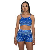 2024 Fashion Printed Straps Sleeveless Girls Shorts Sets GLS-08072