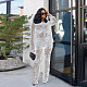 Sexy Transparent Lace Turndown Collar Long Pants Two Pieces Sets YF-10735