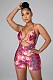 Hot Sexy Backless Halter Print Lace-up Slim Rompers LSL-6439