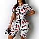 Fashion Printed Round Neck Short Sleeves Women Plus Size Shorts Sets 2 Pieces FNN-8014