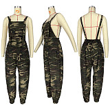 Camo Print High Waist Sleeveless Overalls Jumpsuit CH-23041