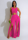 Sexy Sleeveless Vest And Long Split Wide-leg Pants 2 Pieces Sets SFY-468