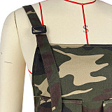 Camo Print High Waist Sleeveless Overalls Jumpsuit CH-23041