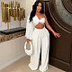 Sexy Women's One Shoulder Folds Solid Color Long Pants Sets 2 Pieces YF-10741