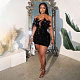 Sexy Strapless Black Feather Sequins Women Package Hips Mini Dress NY-3205