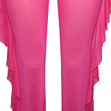 Bikini Cover Up Mesh Ruffle Pants 3 Piece Swimsuit SH-390349