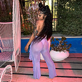 Bikini Cover Up Mesh Ruffle Pants 3 Piece Swimsuit SH-390349