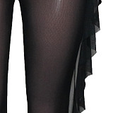 Bikini Cover Up Mesh Ruffle Pants 3 Piece Swimsuit SH-390349